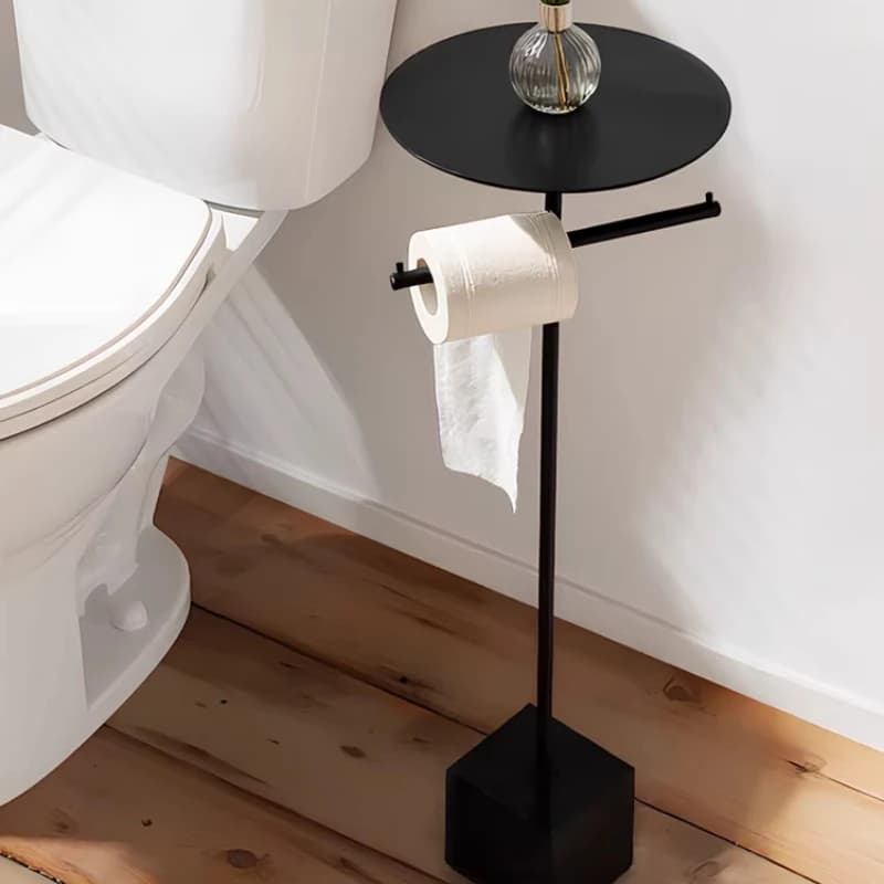 Portarotolo in Acciaio Inossidabile Multifunzionale, Organizzatore Laterale per WC, Porta Carta Igienica Moderno da Terra per Bagno
