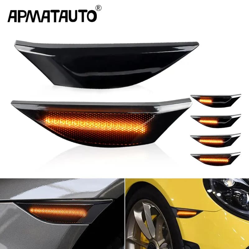 2Pc LED Side Marker Light freccia indicatore di direzione lampeggiante indicatore luminoso per 991 911 Carrera 982 981 Boxster Cayman 718 Spyder