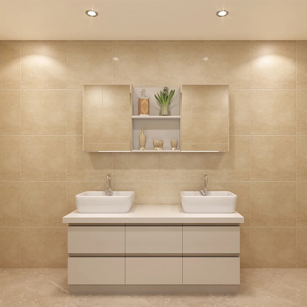 #Modern Minimalist PET Bathroom Vanity Set with Double Sinks & Wall-Mounted Mirror Cabinet