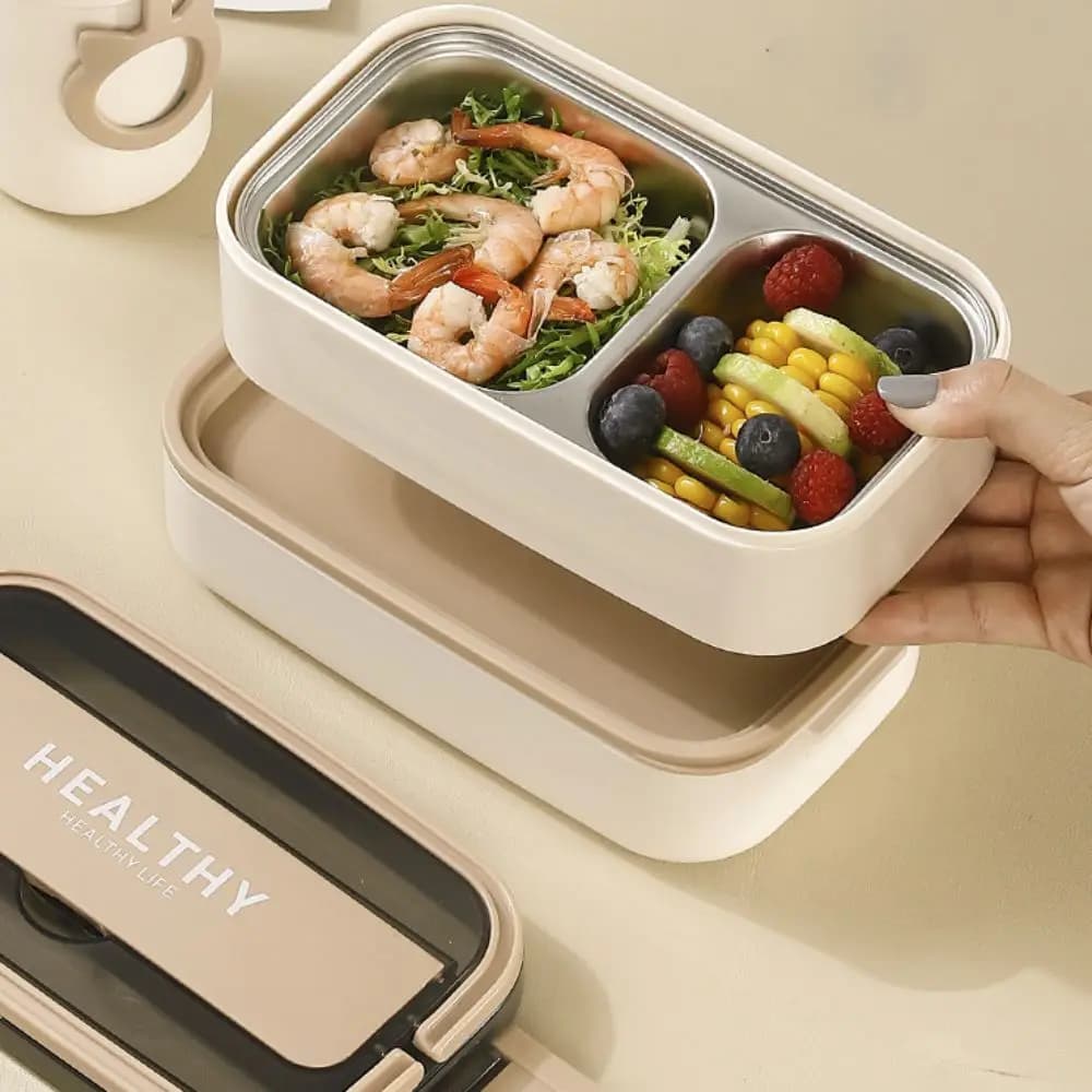 Contenitore Termico per Pranzo a Uno o Due Strati, Ermetico e Compartimentato, Scatola Rettangolare Sigillata per Conservazione Alimenti, Ideale per Picnic