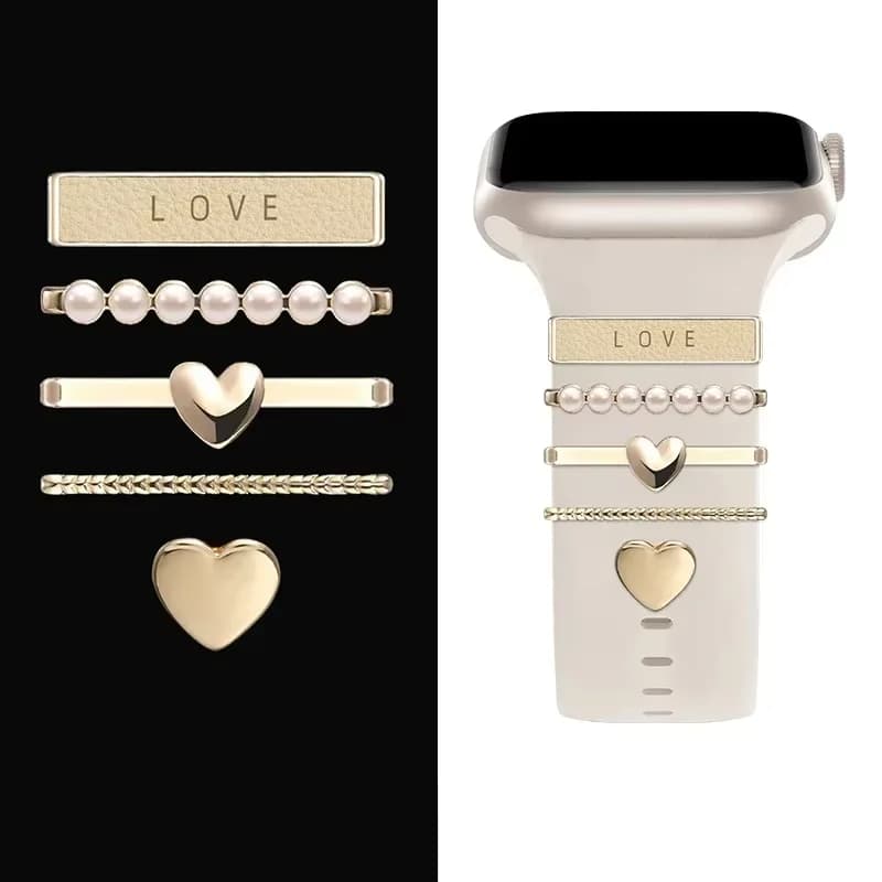 Decorative Ring with Fashionable Strap for Apple Watch Diamond Jewelry Ornament Bracelet Metal Pendants Accessories Silicone Strap