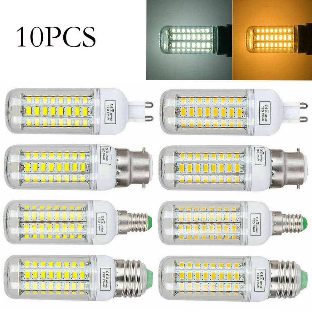 10X ha condotto le lampadine di mais 5730 Smd 260V 220V 240V ha condotto la lampadina per la camera da letto della lampada decorativa bianca calda B22 E14 Gu10 E12 9W G9 E27