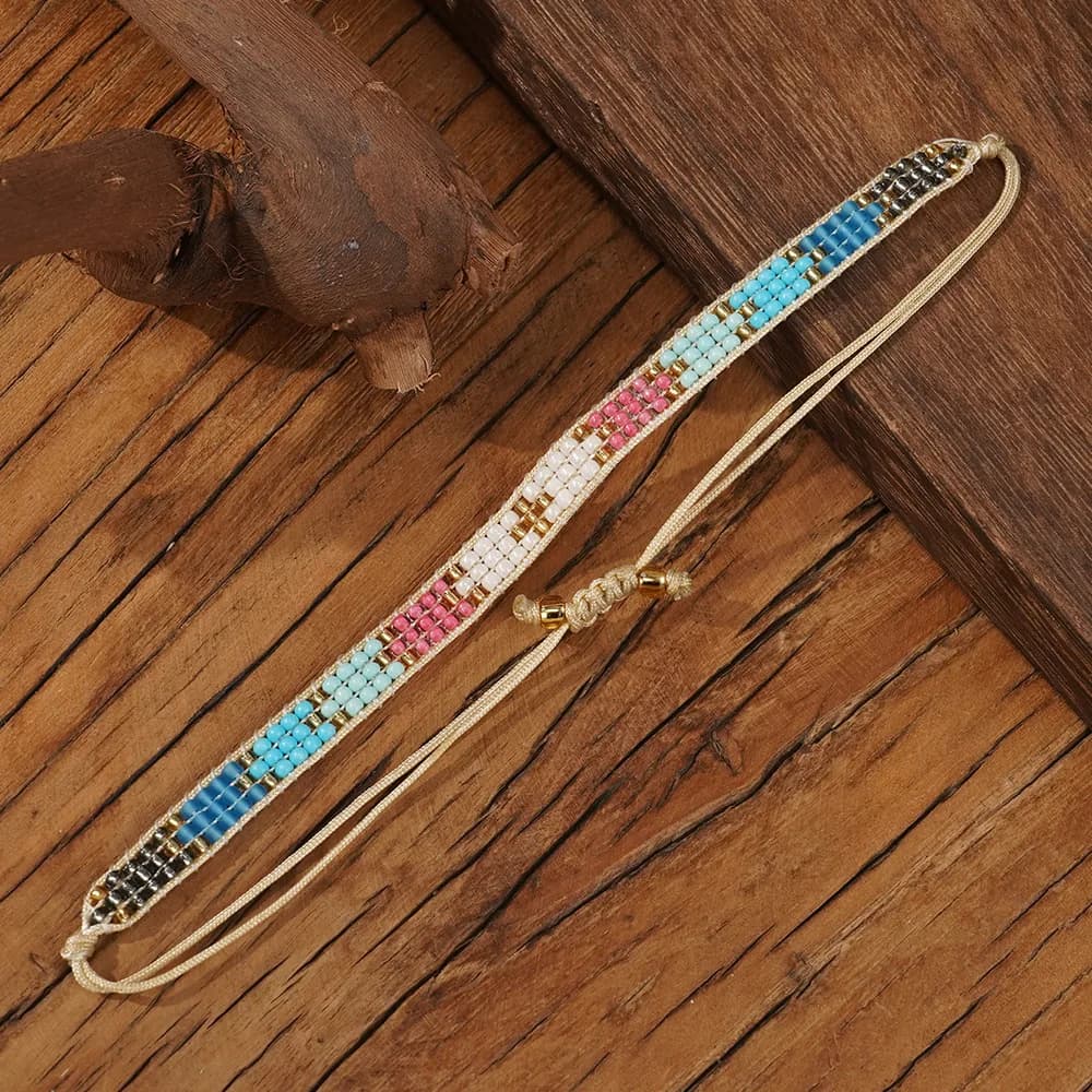 ZGMXR Rice bead bracelet Original Pattern Bohemia Arrow Row 3 Hand-woven Adjustable Simple Geometry Fashion Beaded bracelet