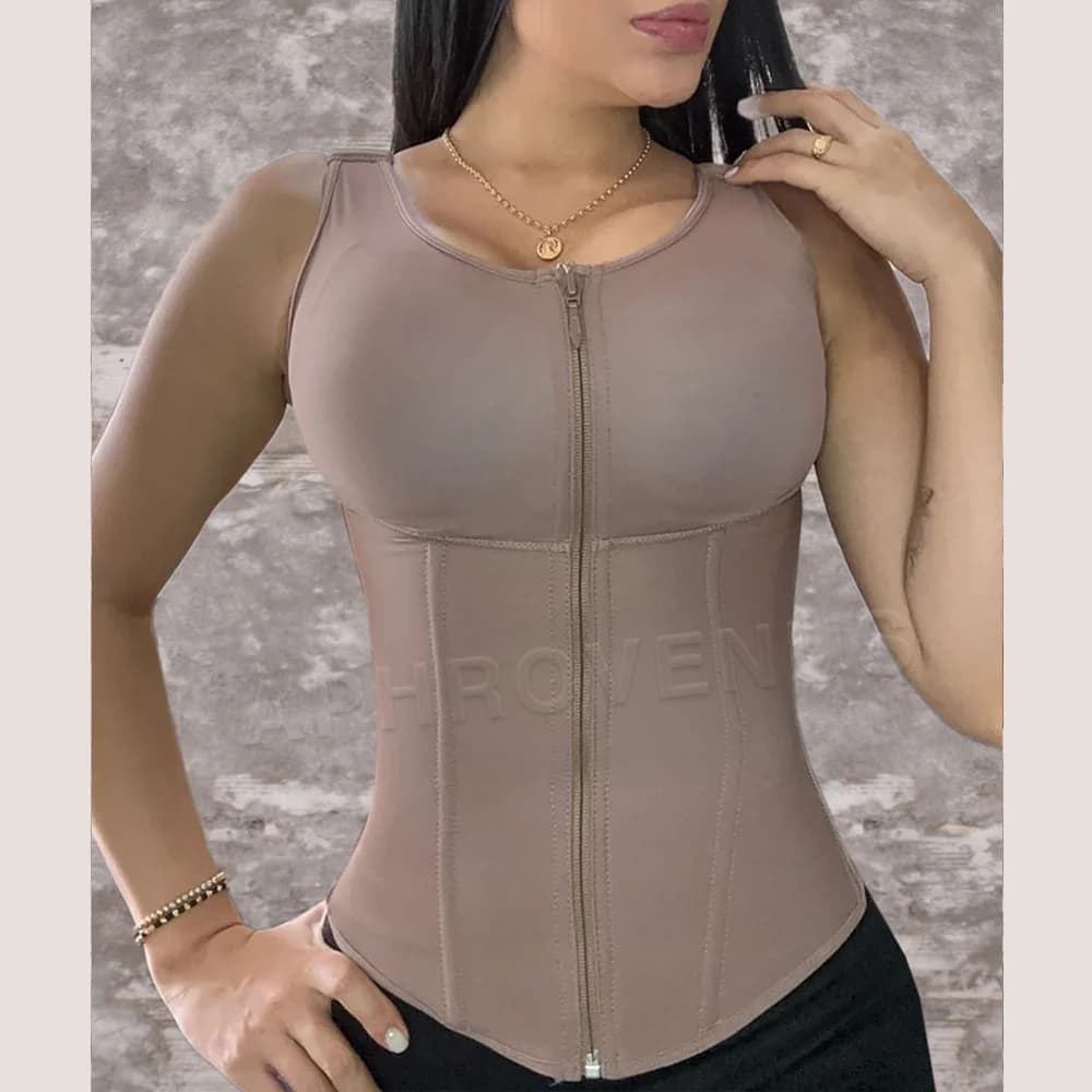 Fajas Colombianas Donna Cerniera frontale e occhi a gancio all'interno Design Vita Trainer Top Dimagrante Shaper Gilet Cintura Pancia piatta Corsetto