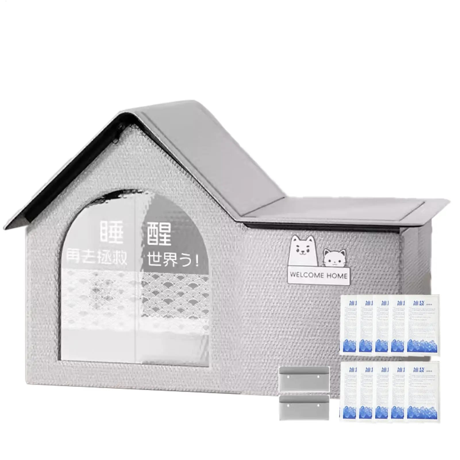 Pet Cooling House Foldable Cat Dog Cooler Shelter with 10 Ice Pads Summer Sleeping Kennel Indoor Outdoor Ventilated