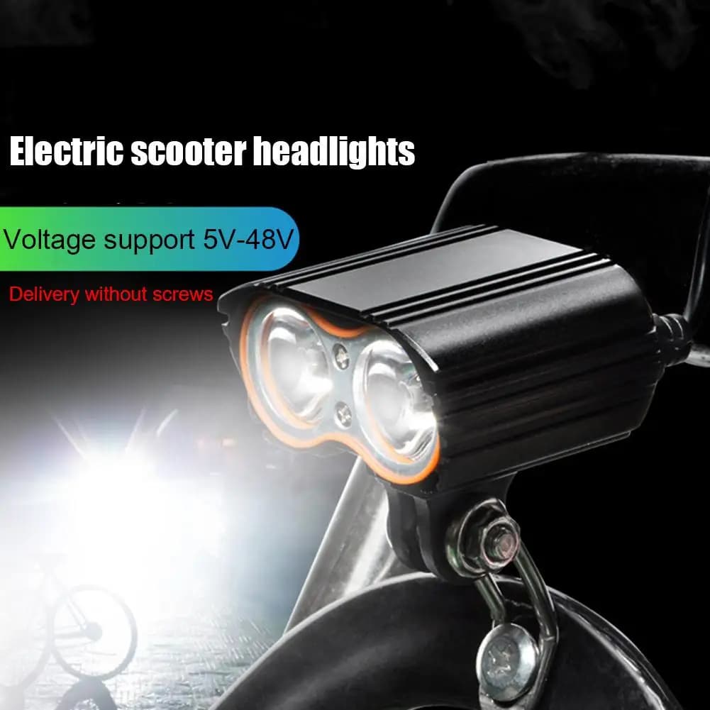 LED Mountain Bike Headlight Lamp 5V-48V Waterproof Night Warning Floodlight