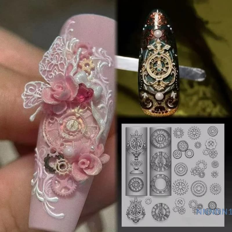Stampo in silicone 3D avanzato per nail art, design degli ingranaggi dell'orologio, strumento per manicure con ciondoli fai-da-te
