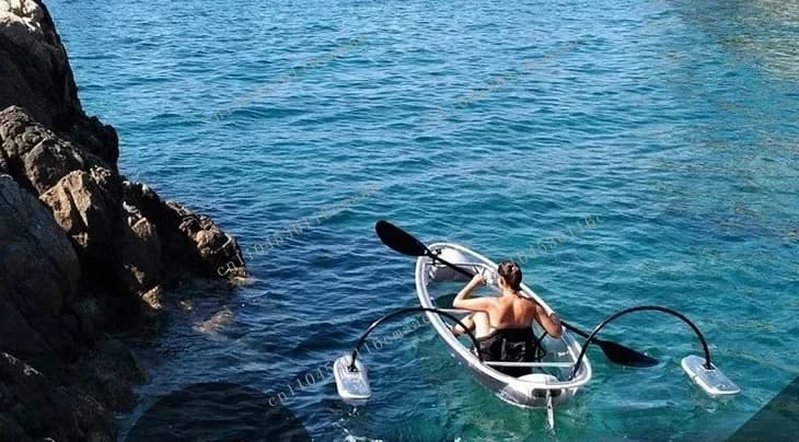 NUOVA foto per persona singola, doppia area panoramica per pagaia per kayak trasparente