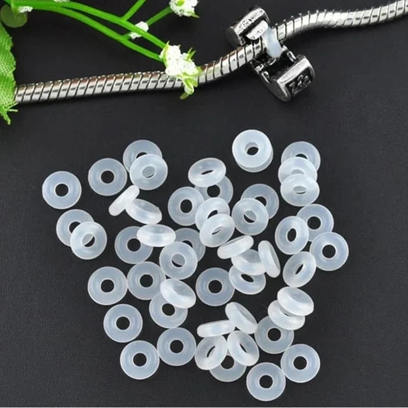 20 pz/lotto Bianco Rosa Nero Clip di Gomma Pendenti e Ciondoli Tappo di Sicurezza Perlina Adatto Europeo Serpente Catena di Fascino Bracciali e Collane