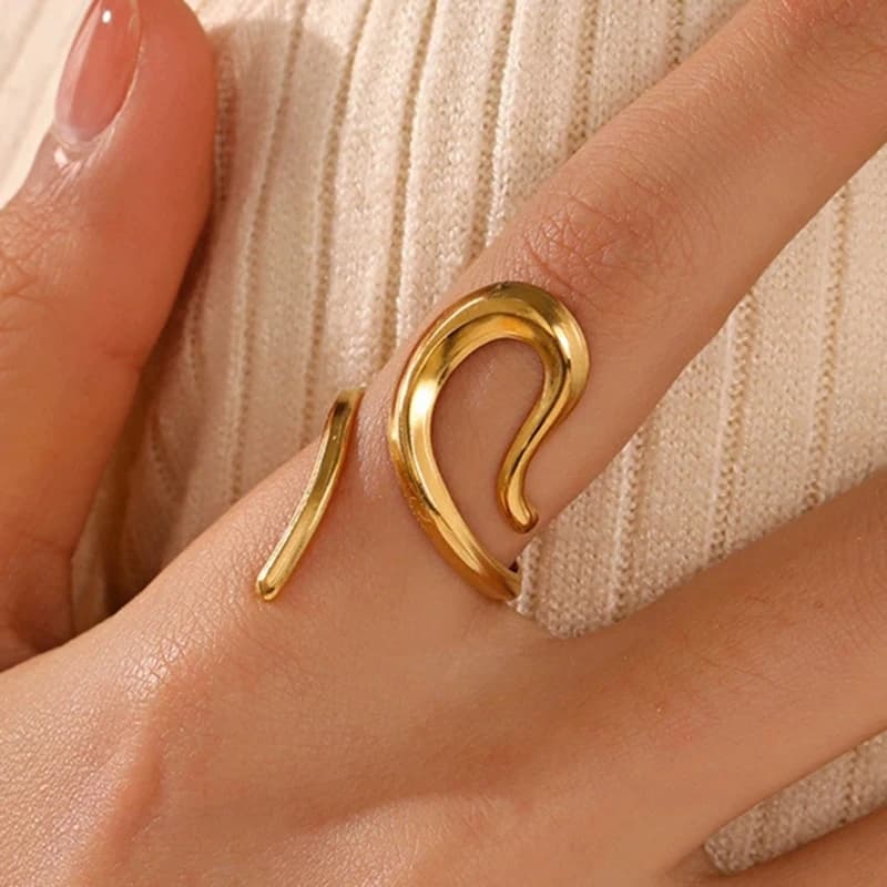 Anello aperto con linea in acciaio inossidabile per donna Anelli per dito indice irregolari semplici e squisiti Regalo di gioielli casual versatile punk casual
