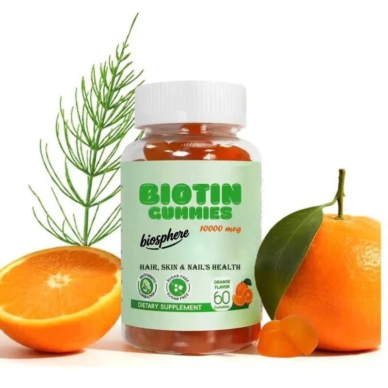 10000 micrograms of biotin/collagen/keratin for hair growth, support for female beauty, 60 gommose candies