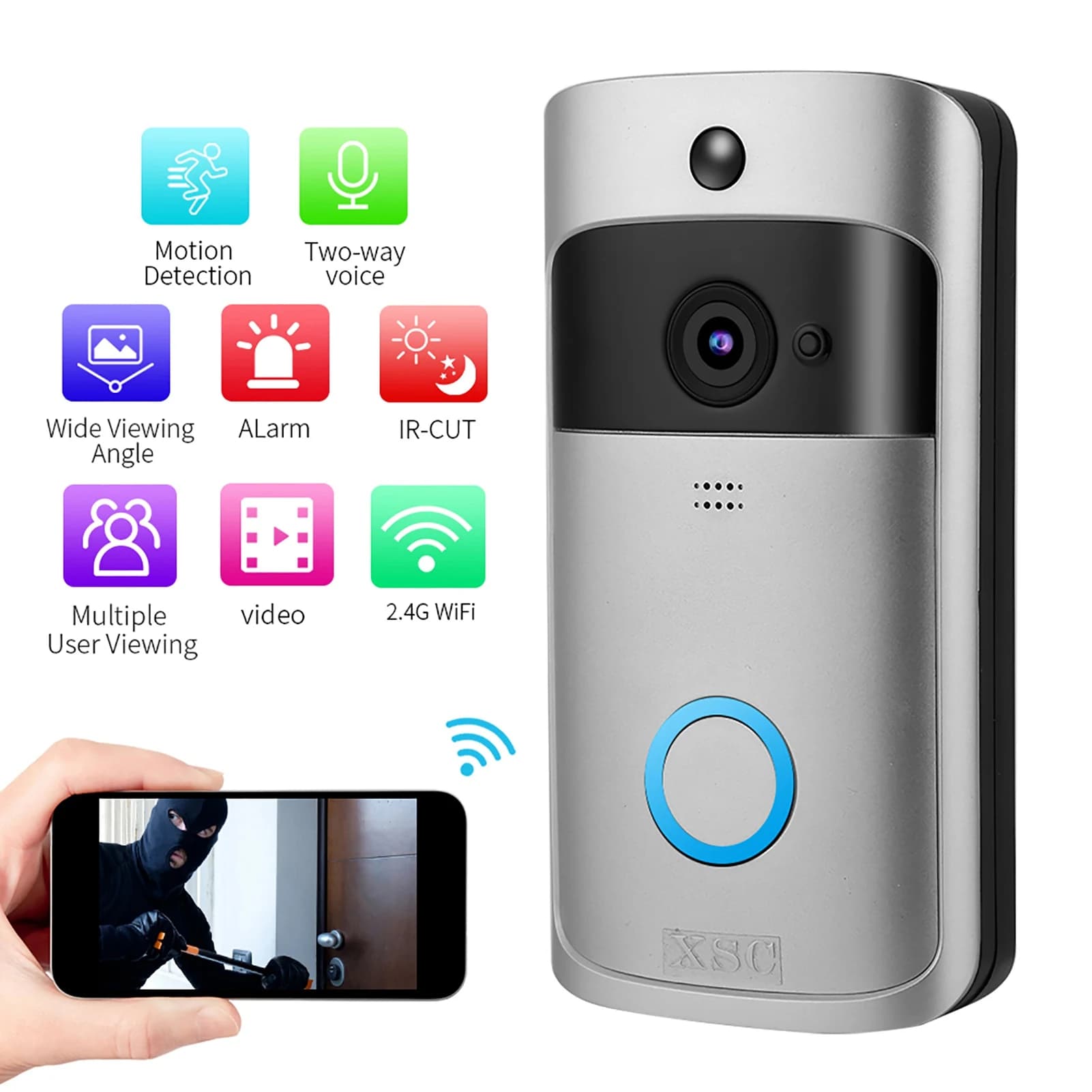 Videocitofono Smart Wifi Campanello a infrarossi senza fili Sistema di accesso citofono Telecamera per porta Sistema citofonico Videocitofono Wifi