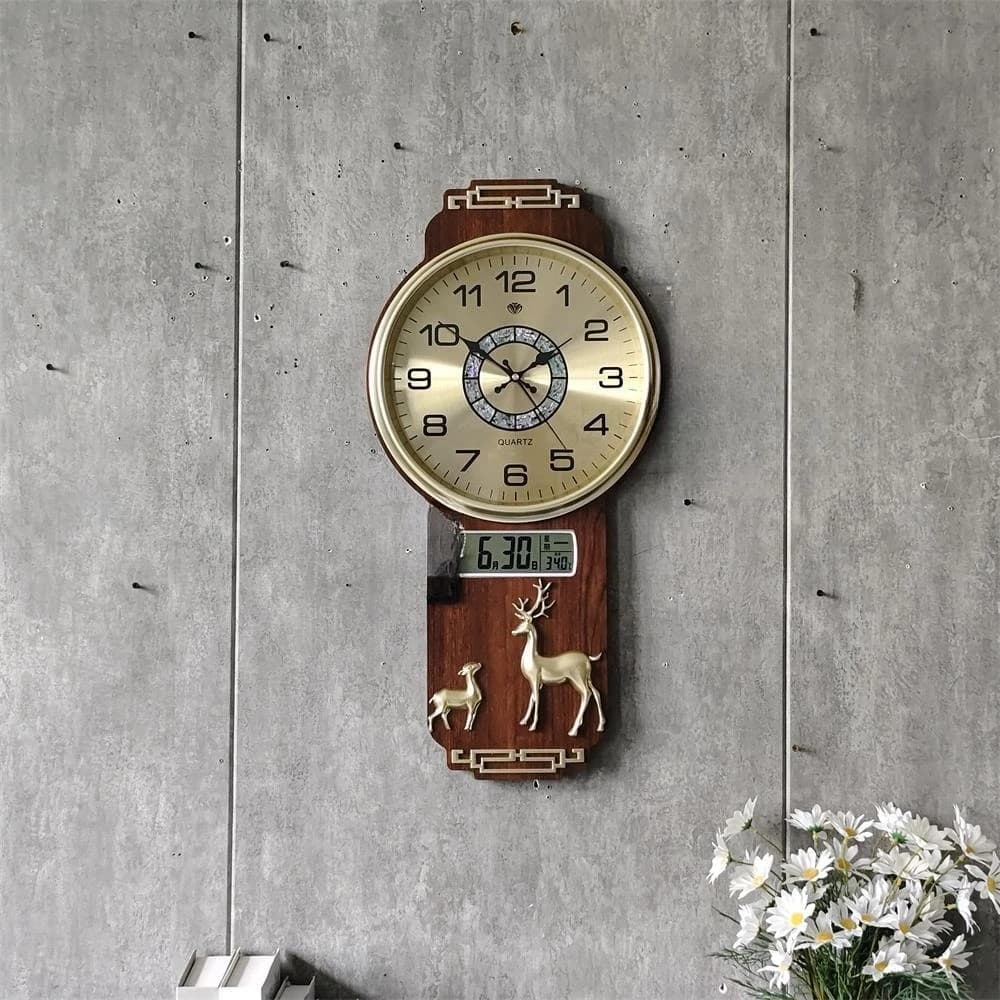 New Chinese-style quartz clock with wall clock wall clock creative atmosphere perpetual calendar calendar decorative clock home