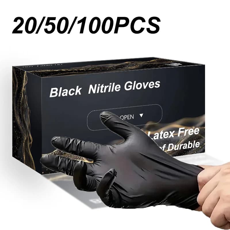 20/50/100PCS Guanti in nitrile nero Guanti per la pulizia della casa per la cucina Cucina per la cura degli animali domestici Impermeabile antistatico senza lattice
