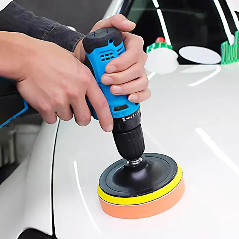 Set di 5 Dischi/Pad in Spugna per Lucidatura, Adatti per Detailing Auto, Lucidatura e Ceratura, Dischi in Lana Autoadesivi, Utensili Abrasivi
