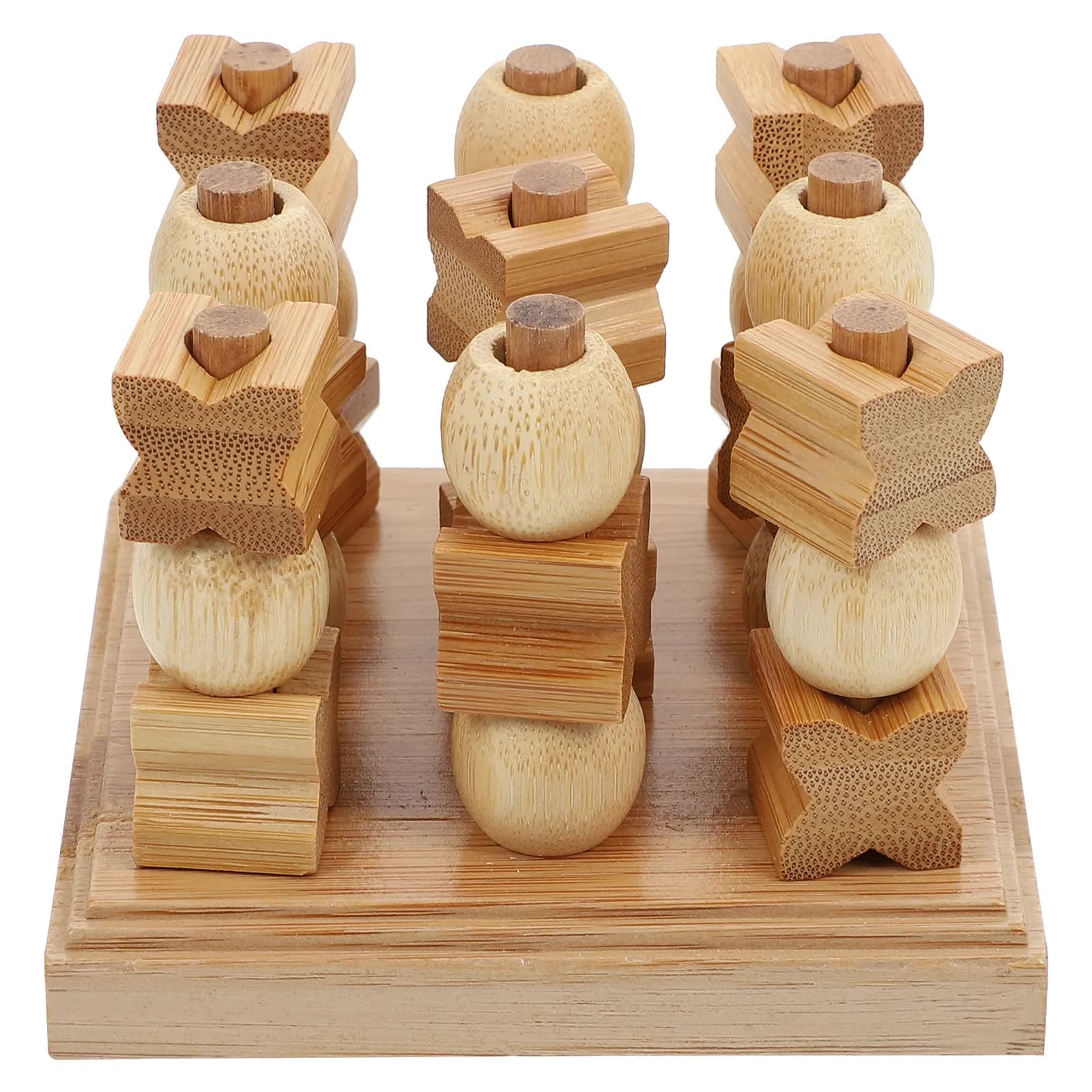 Set di Gioco Educativo 3D Tic Tac Toe, Giocattolo per l'Educazione Precoce e l'Allenamento Logico, Colore Marrone Chiaro, per Bambini