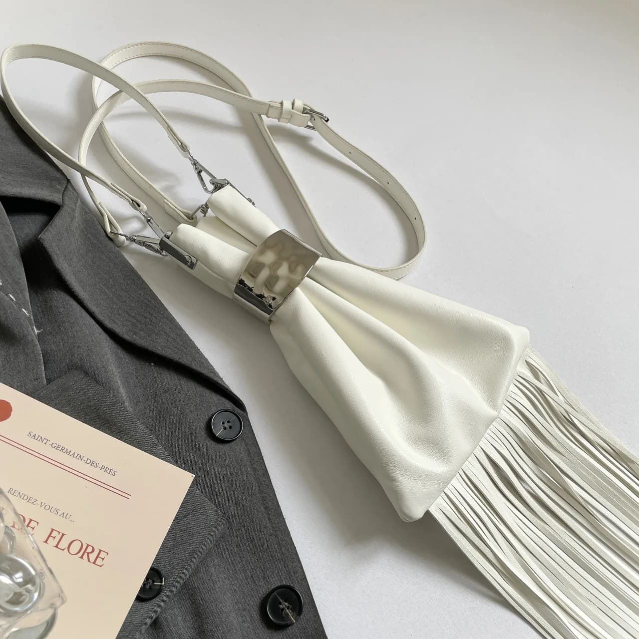 Borsa a Tracolla con Nappine alla Moda, Borse a Tracolla in Morbida Pelle PU per Donne, Borsa con Fibbia Metallica, Borsa Firmata NUOVA, Borsette Arricciate Chic