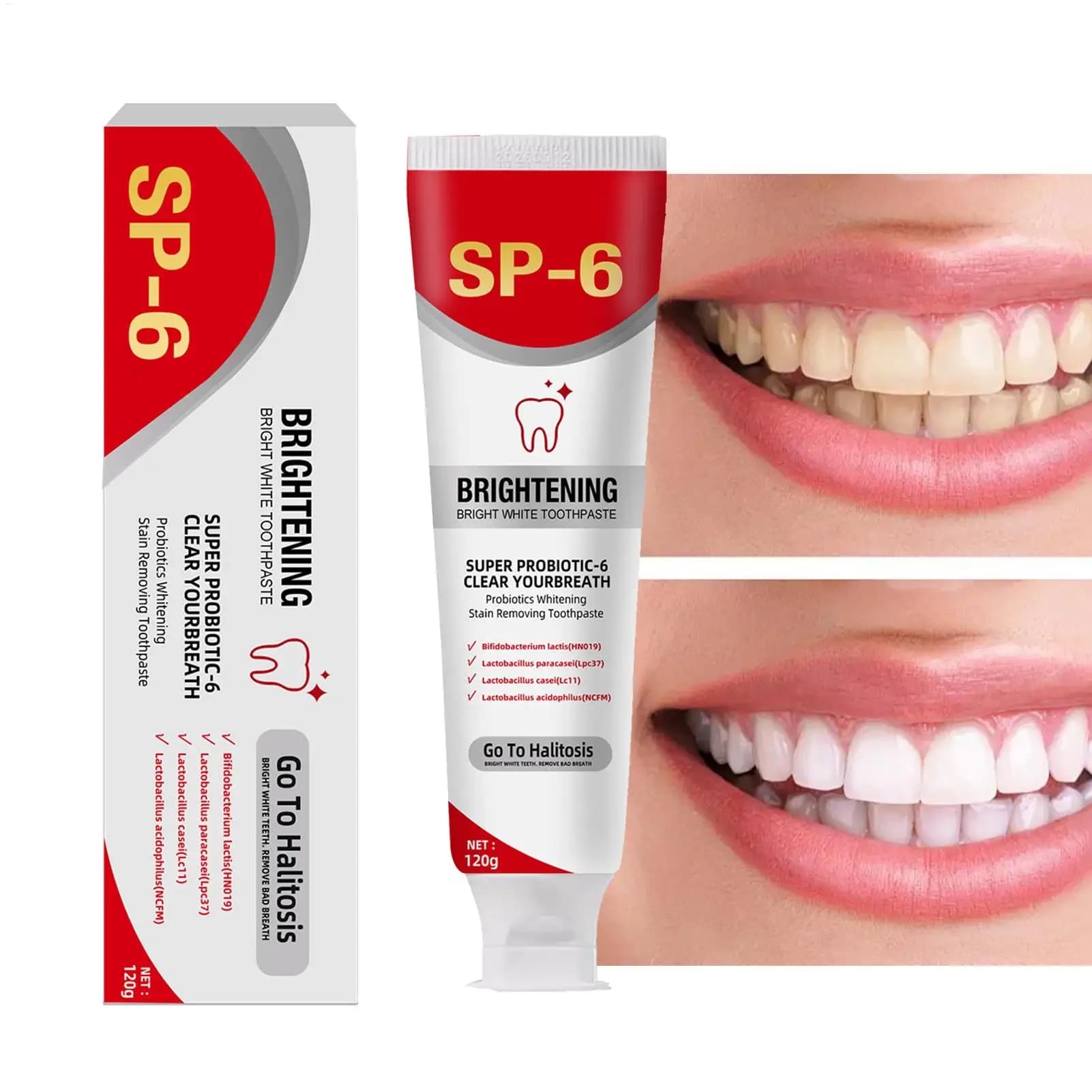 Dentifricio probiotic brightening breath fresh cleansing deep remove stains oral hygiene toothpaste whitening 120g