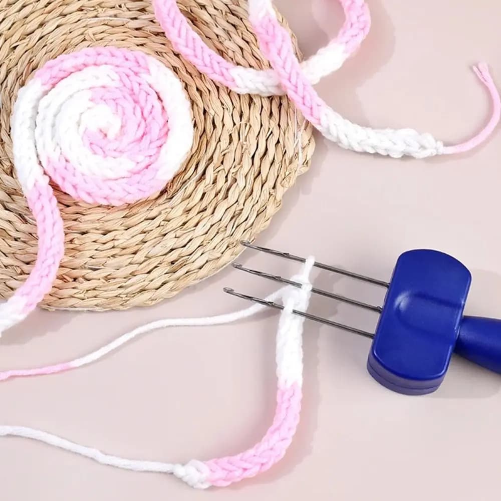 Uncinetto Portatile 3/4 Aghi, Ago da Maglia Manuale, Strumento Ergonomico Efficiente per Lavorazione a Maglia e Artigianato con Filato