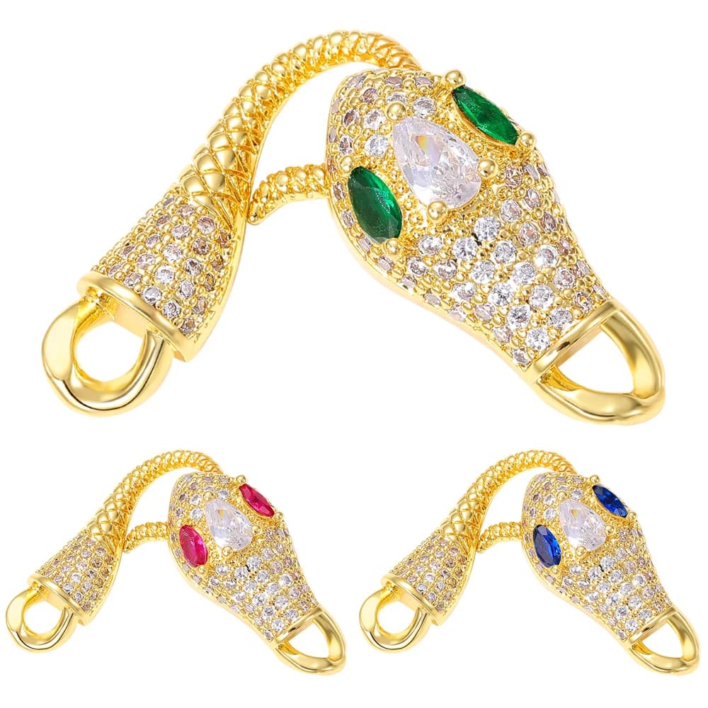 Juya 18K Placcato Oro Reale Serpente Connettore di Fissaggio Gancio Catenacci Accessori Per Il Ricamo FAI DA TE Cuba Catene Perle Creazione di Gioielli