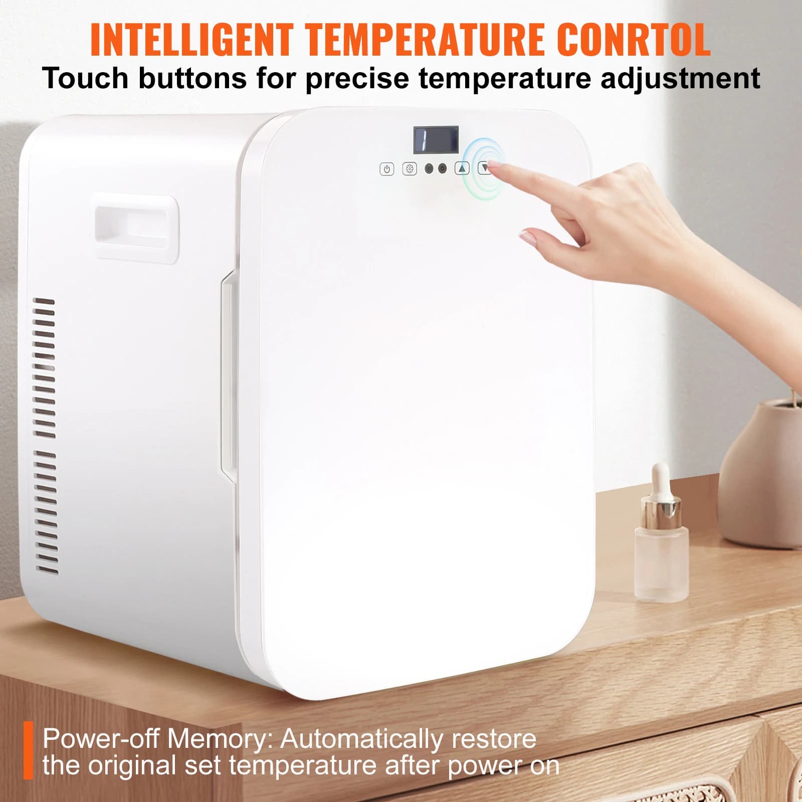 Mini frigorifero, frigoriferi per la cura della pelle da 20 litri con touch screen di controllo della temperatura, frigorifero portatile per bevande piccole per auto da ufficio in camera da letto
