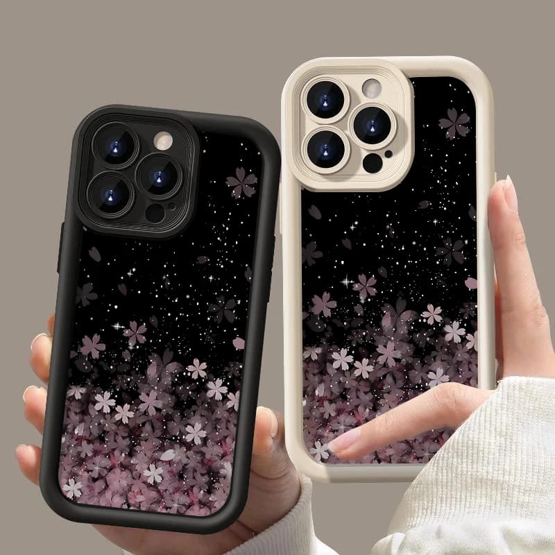 Shockproof Sakura Case For iPhone 15 Pro Max Coque iPhone 14 13 12 Pro Max 11 16 Soft Silicone Bumper Phone Back Cover Fundas