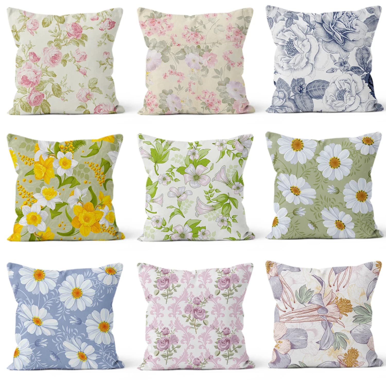 Cuscino Decorativo Floreale Stile Europeo per Casa, Ufficio, Divano, Auto, Supporto Lombare, Cuscino per Pisolino, Quadrato con Imbottitura Interna in Cotone PP