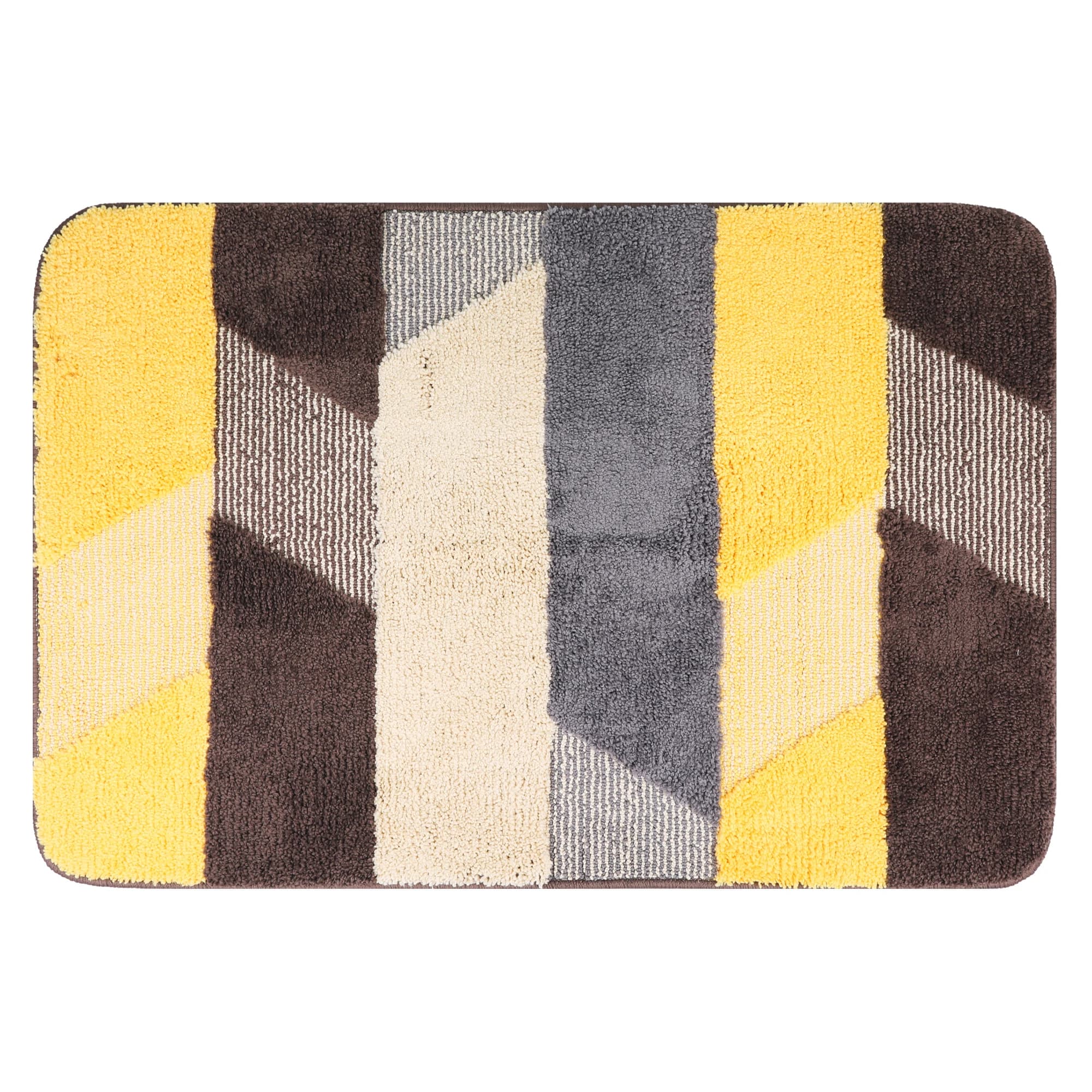 Soft non-slip bath mat washable quick-dry rug in brown 24 x 35 inches for bathroom floor use
