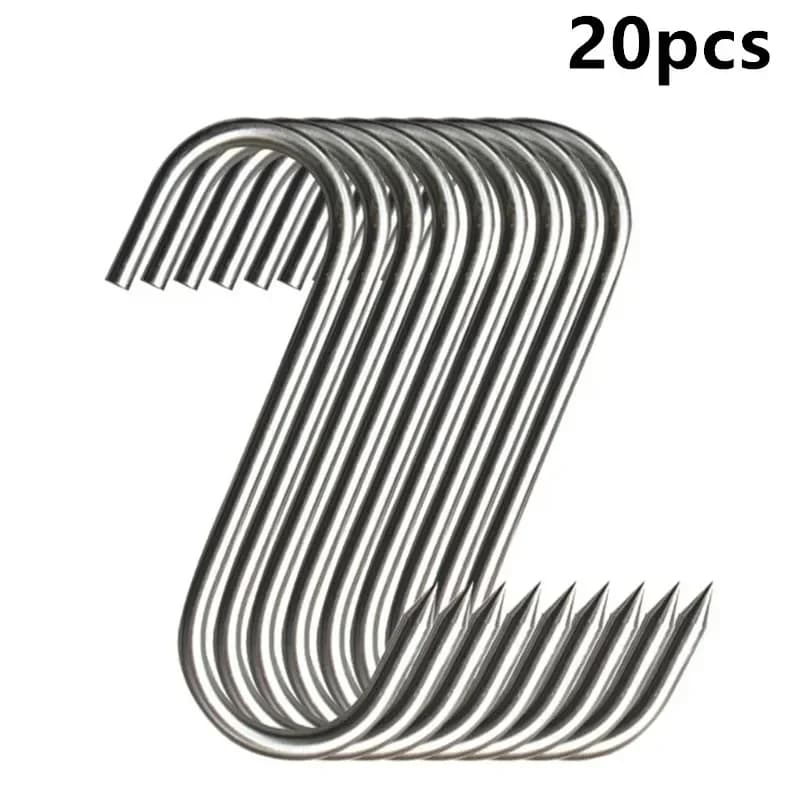 S hooks in stainless steel with sharp tip tools for meat hooks hanging for kitchen utensils for butcher