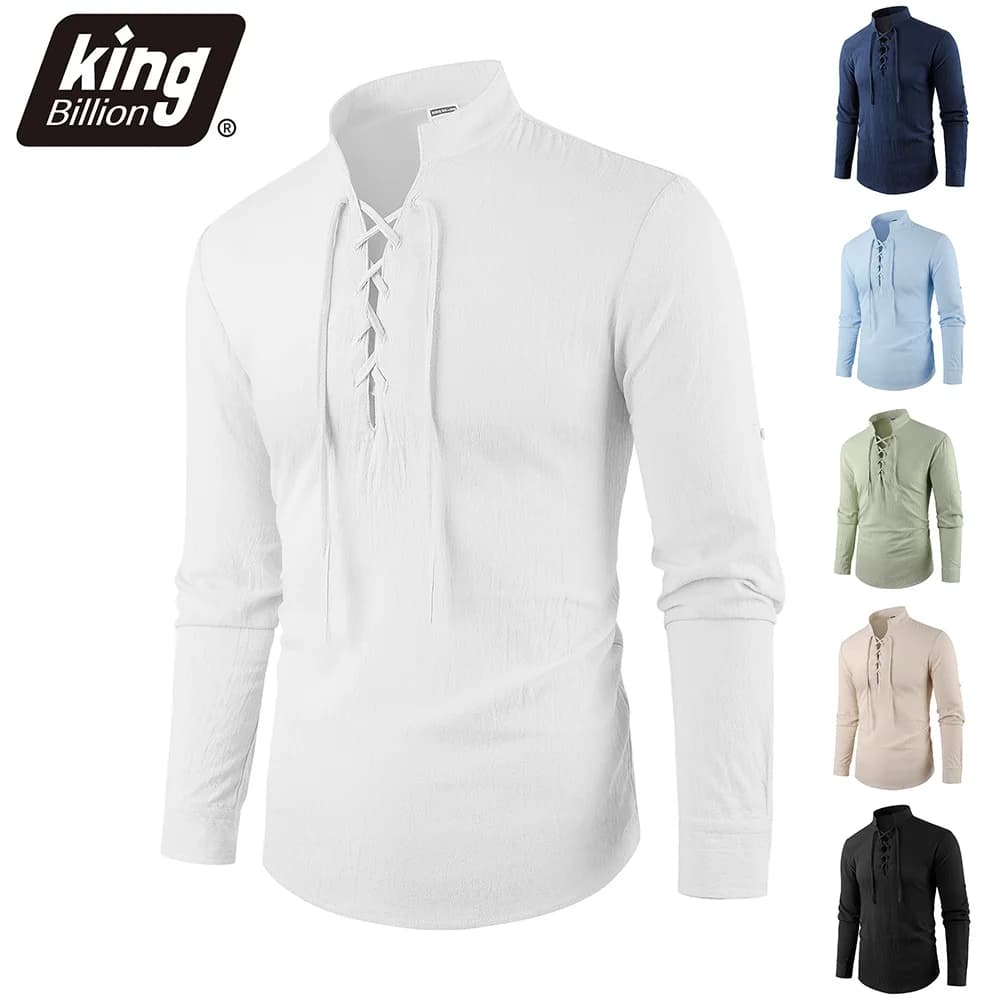 T-shirt vintage da uomo con scollo a V Pirata Medievale Viking Top Camicie in cotone e lino T-shirt leggere e traspiranti a maniche lunghe