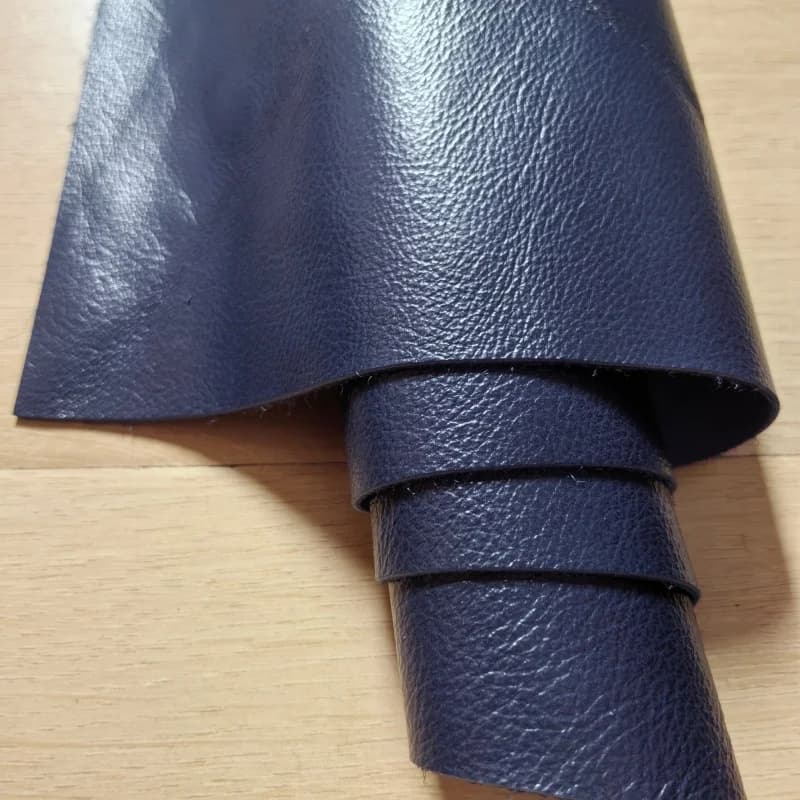 1.2mm Dark-Blue Waxed Cowhide. Top-Grain Genuine Leather Material. For Handmade DIY Card Wallets. Full-Sheet Cutting.