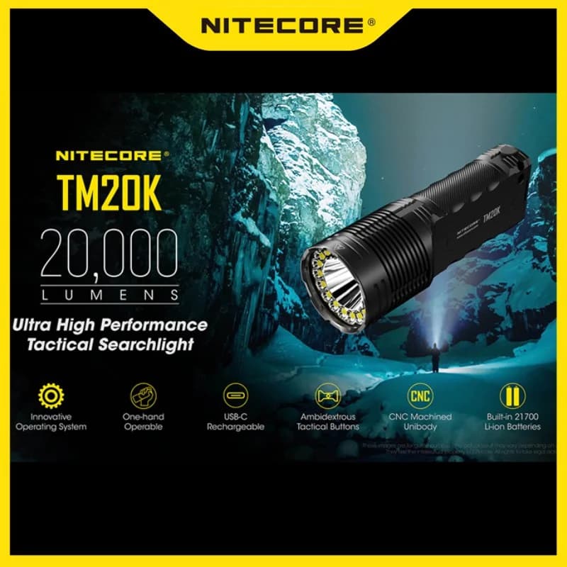 NITECORE TM20K 20000Lumens USB Rechargeable Flashlight
