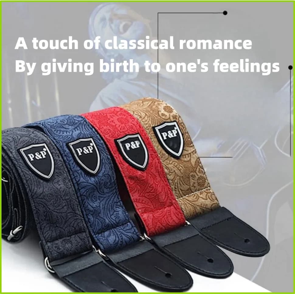 Tracolla per Chitarra Regolabile, Allargata e Ispessita in Denim e Cotone, Cinghie per Chitarra Elettrica, Basso, Ukulele, Accessori per Chitarra