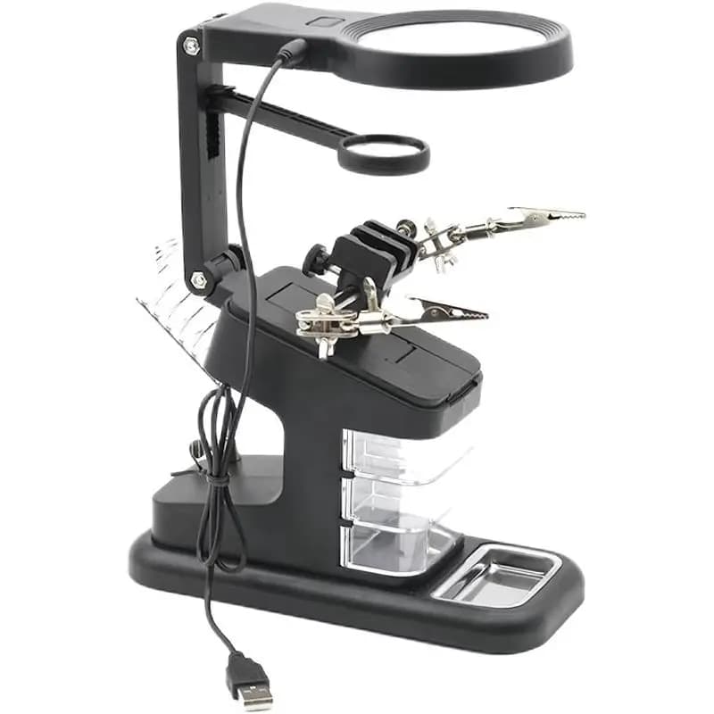 Electric soldering iron welding fixed clip table, with LED light circuit board welding auxiliary clip