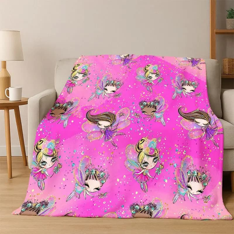Cartoon Ballet Cute Girl Ballerina Flannel Blanket Soft Warm Blanket Throw Blanket for Bedroom Living Room Bed Travel Picnic
