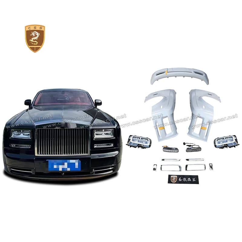Per Rolls Royce Phantom 6th To New 7th Materiale FRP Gruppo paraurti anteriore LED Collegamento dritto in linea Parafanghi laterali faro