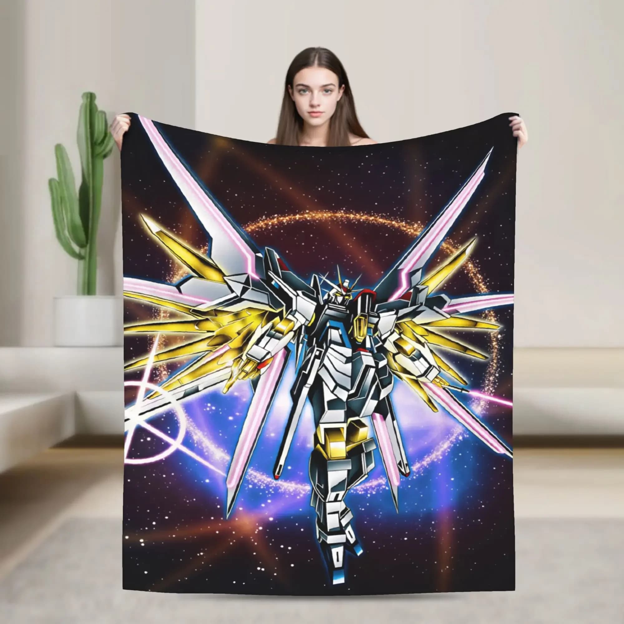 TOPTOY Licensed Mecha Robot Anime Flannel Throw Blanket Warm Soft Cover For Outdoor Travel Office Bed Sofa Daily Use