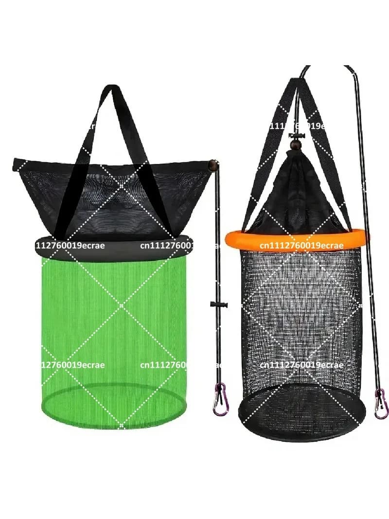 Portable Foldable Nylon Fishing Net Hanging Rack Lightweight Fishing Gear for Easy Transport Storage Black Green Orange
