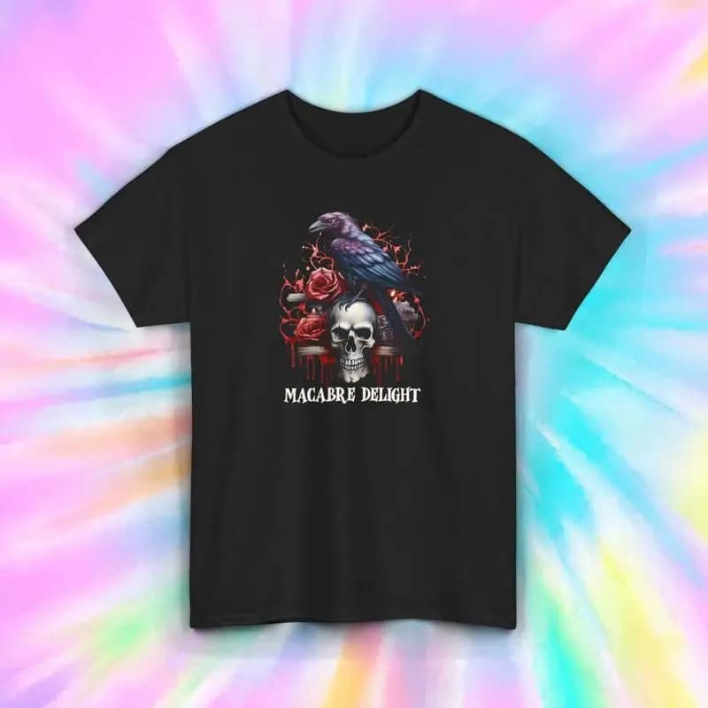 Maglietta Macabre DelighT S 5XL Skull Raven Gothic Art Lovers Dark