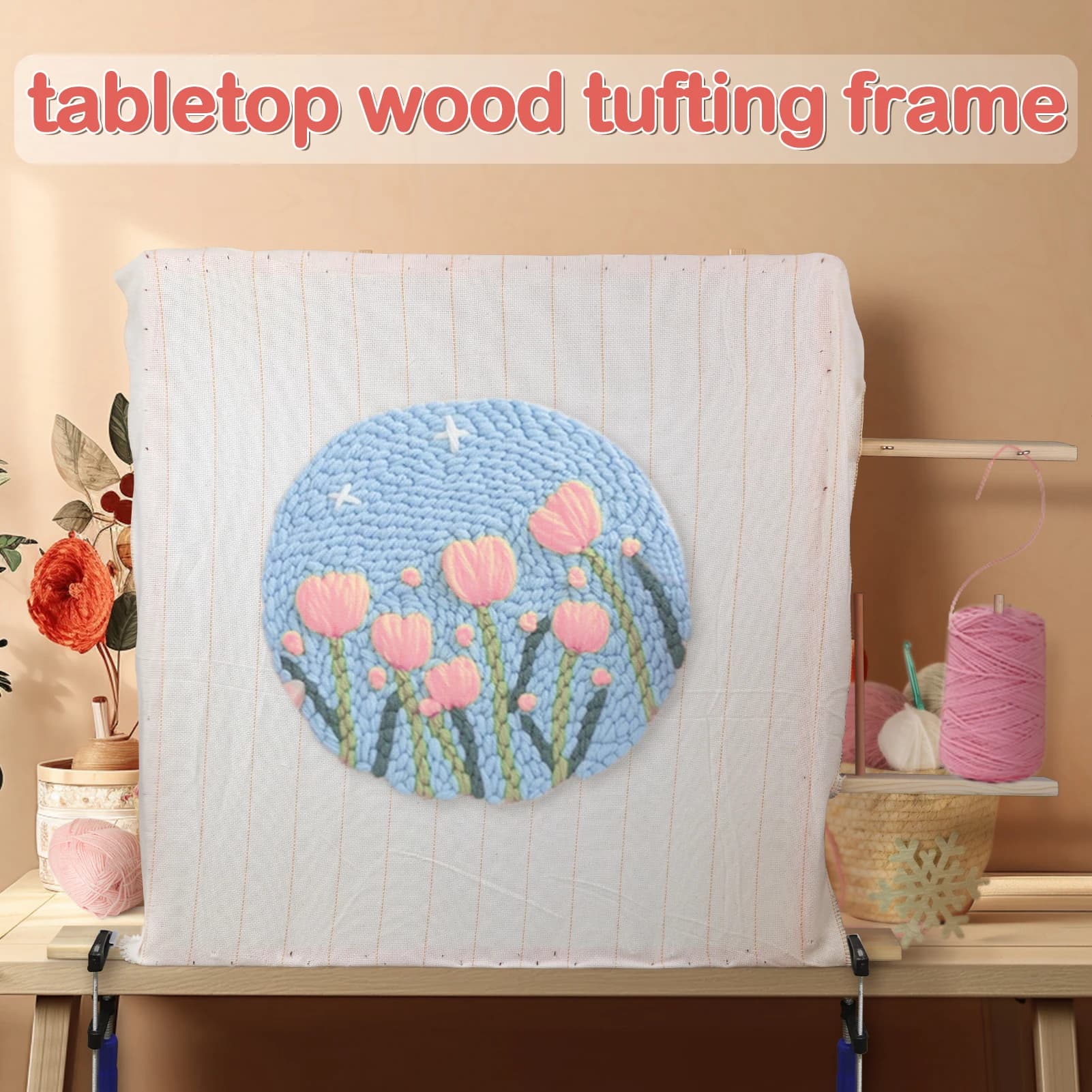 50/60/70/80/90cm Tufting Frame Large Tuft Frame Rug Tuft Frame Punch Needle Frame Tufting Carpet Making Frame for Use W/ Tufting