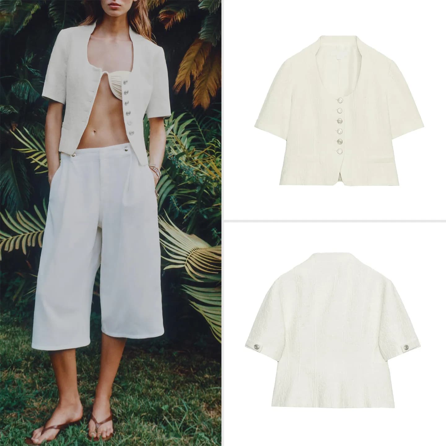 Fashionable round Neck Short Sleeve Embroidered Jacket Women's Summer 2026 Single Button Casual Style Standard Fit ZADATA