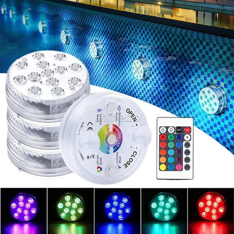 Luci per piscina a luce LED sommergibile multicolore IP68 Lampada da notte subacquea impermeabile Vaso Ciotola Decorazione natalizia per matrimoni