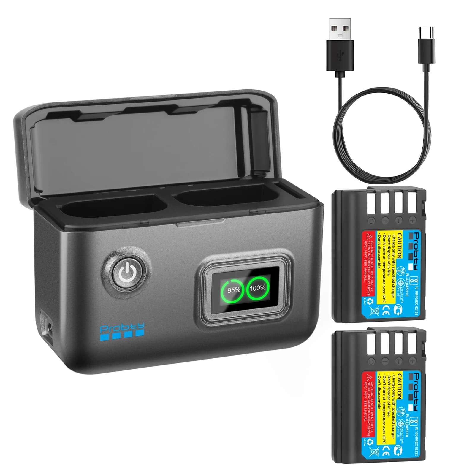 2200 mAh DMW-BLK22 replacement battery and quick LCD charger for Panasonic LUMIX GH5 / S5, LUMIX G5 II, S5 IIX, GH7, GH6, S9
