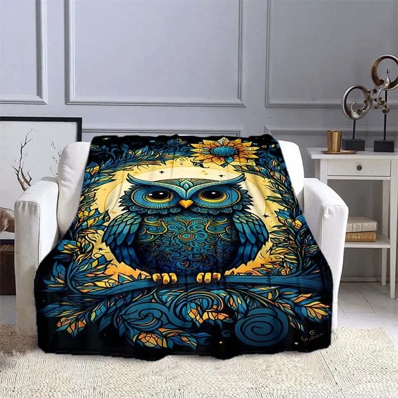 10 taglie Owl Pattern coperta Warm Soft Fluffy Kids e Adult Sofa Bed Throw coperta Outdoor Travel Camping Sheet Cartoon Blanket