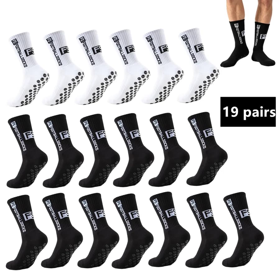 19pairs Men Women Sport Shock Absorb Socks Non Slip Grip Towel Bottom Breathable Athletic Socks For Soccer Basketball Tennis