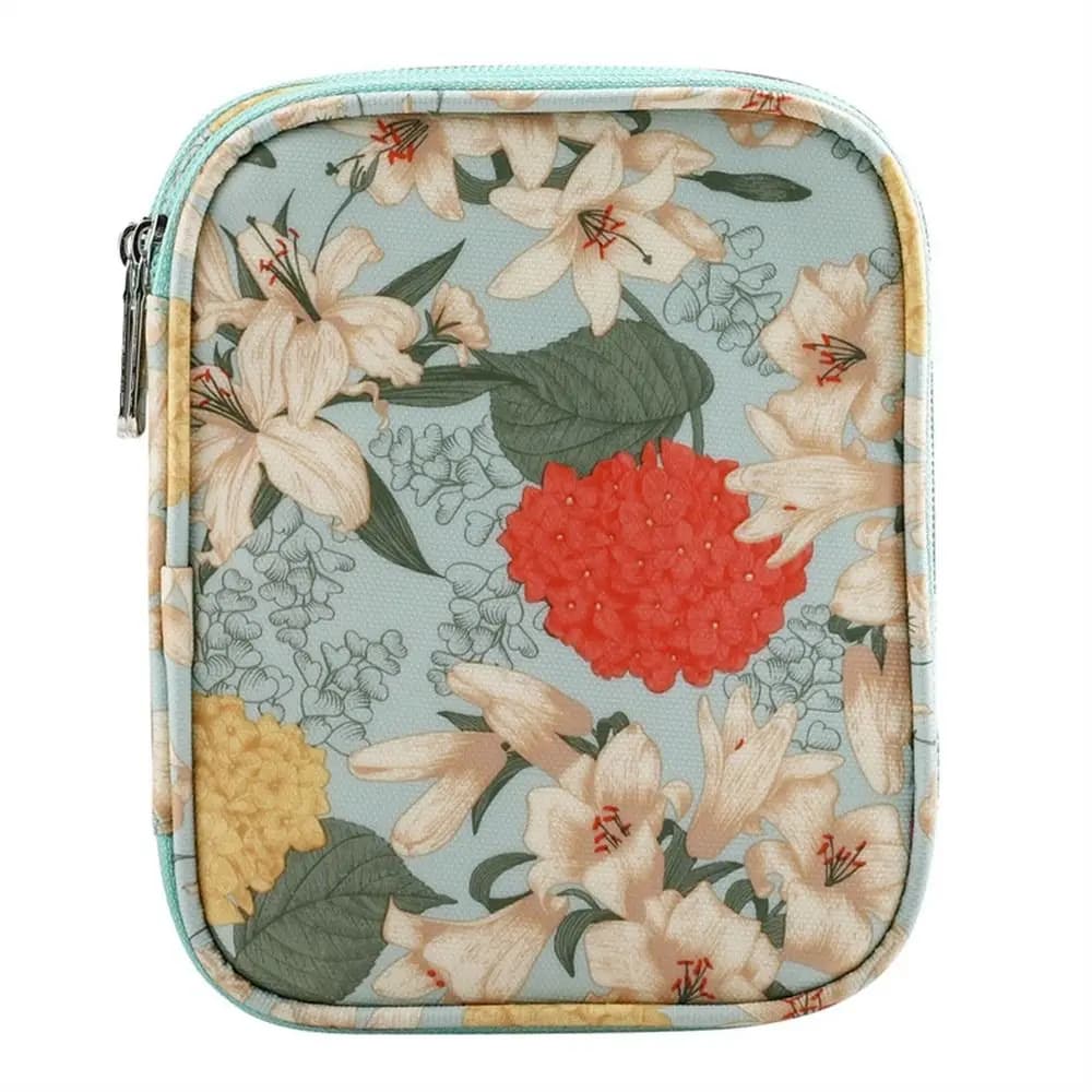 Oxford Cloth 2 Layer Crochet Hook Pouch 17.5x14cm Zipper Knitting Needles Storage Bag Rectangle with Web Pocket Sewing Kit Bag
