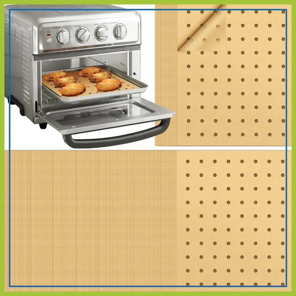 150 Fogli di Carta da Forno Perforata per Friggitrice ad Aria, 9x11 Pollici, Rettangolari, per Cestelli di Forni e Tostapane XL