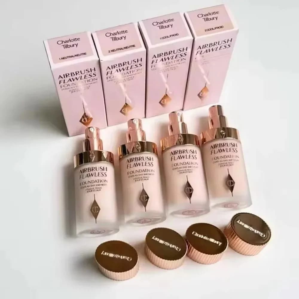 Charlotte Tilbury Lip Gloss High Shine Non Sticky&Airbrush Powder Soft Focus Mattifying&Foundation Lightweight Radiant Makeup