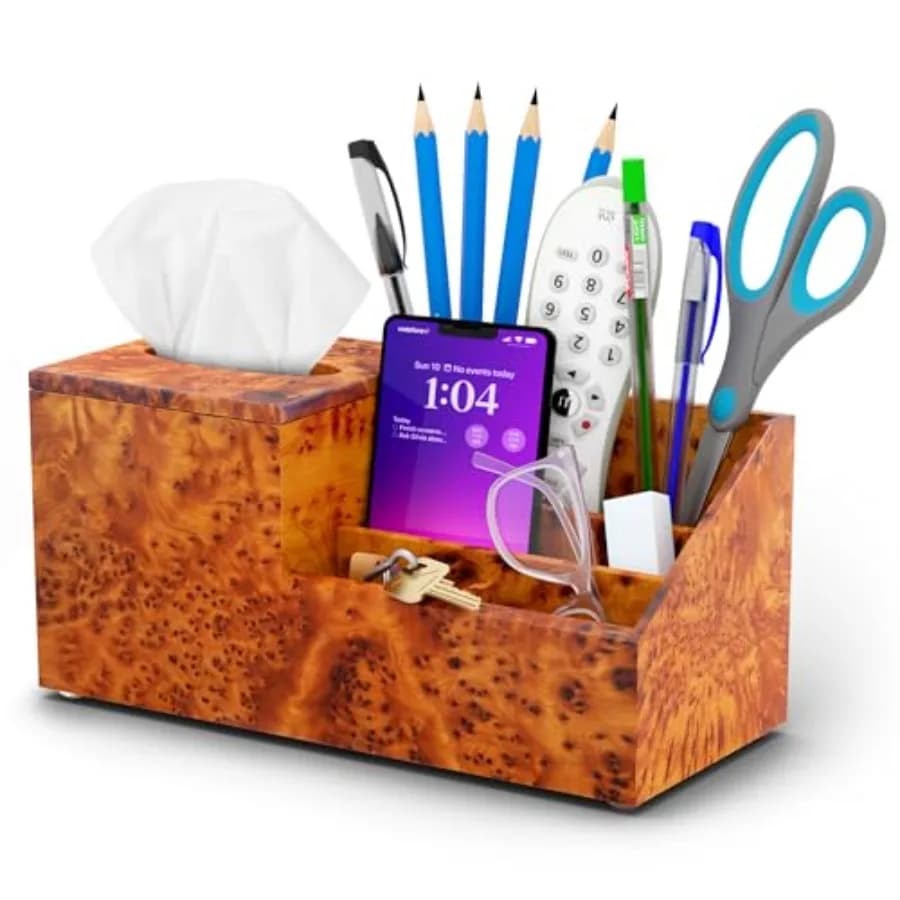 Organizer da comodino per donna - Scatola portaoggetti - Porta fazzoletti - Organizzatore per trucchi - Porta fazzoletti in legno - Organizzazione scrivania
