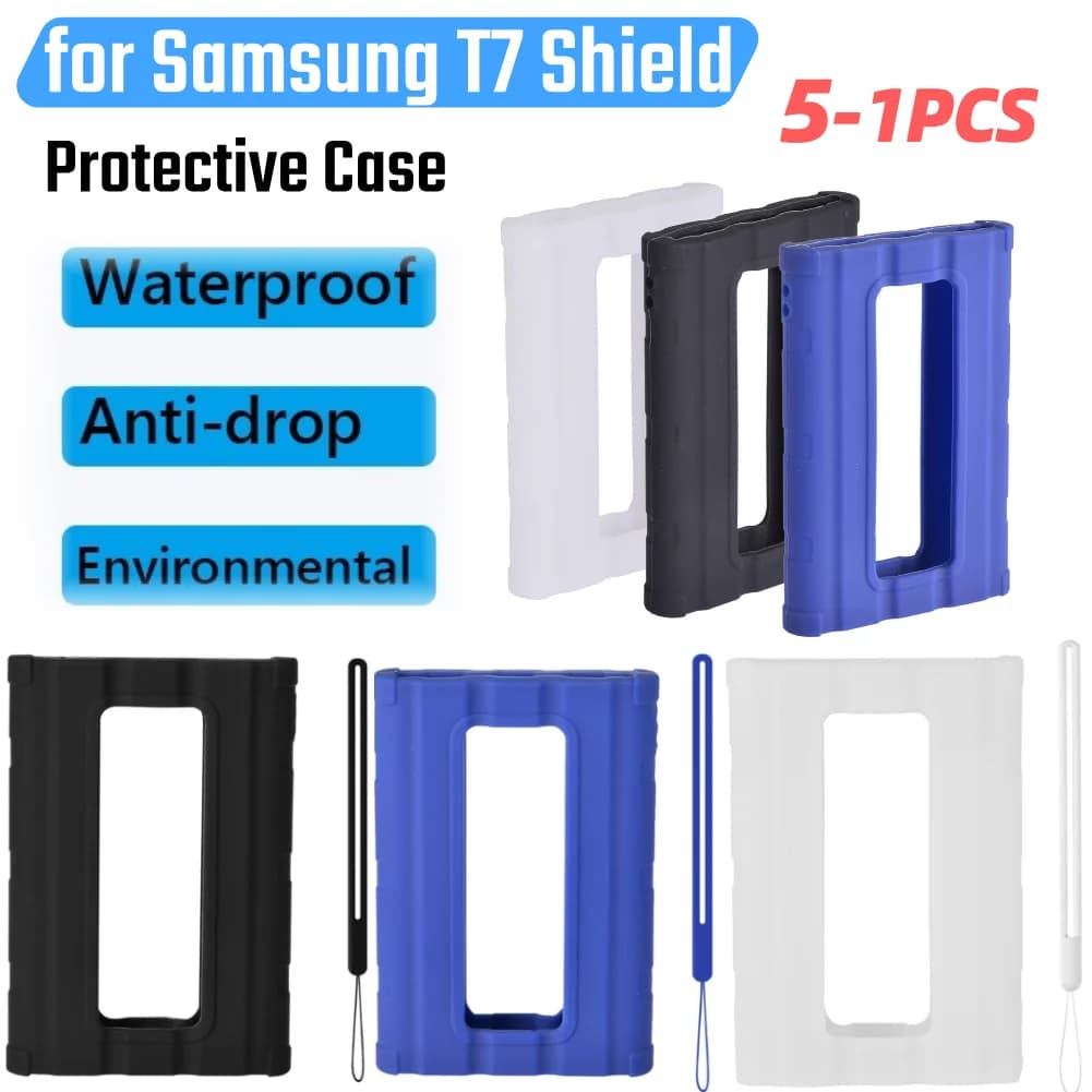 Custodia in Silicone custodia protettiva per disco rigido custodia SSD esterna impermeabile con cordino per Samsung T7 Shield SSD portatile
